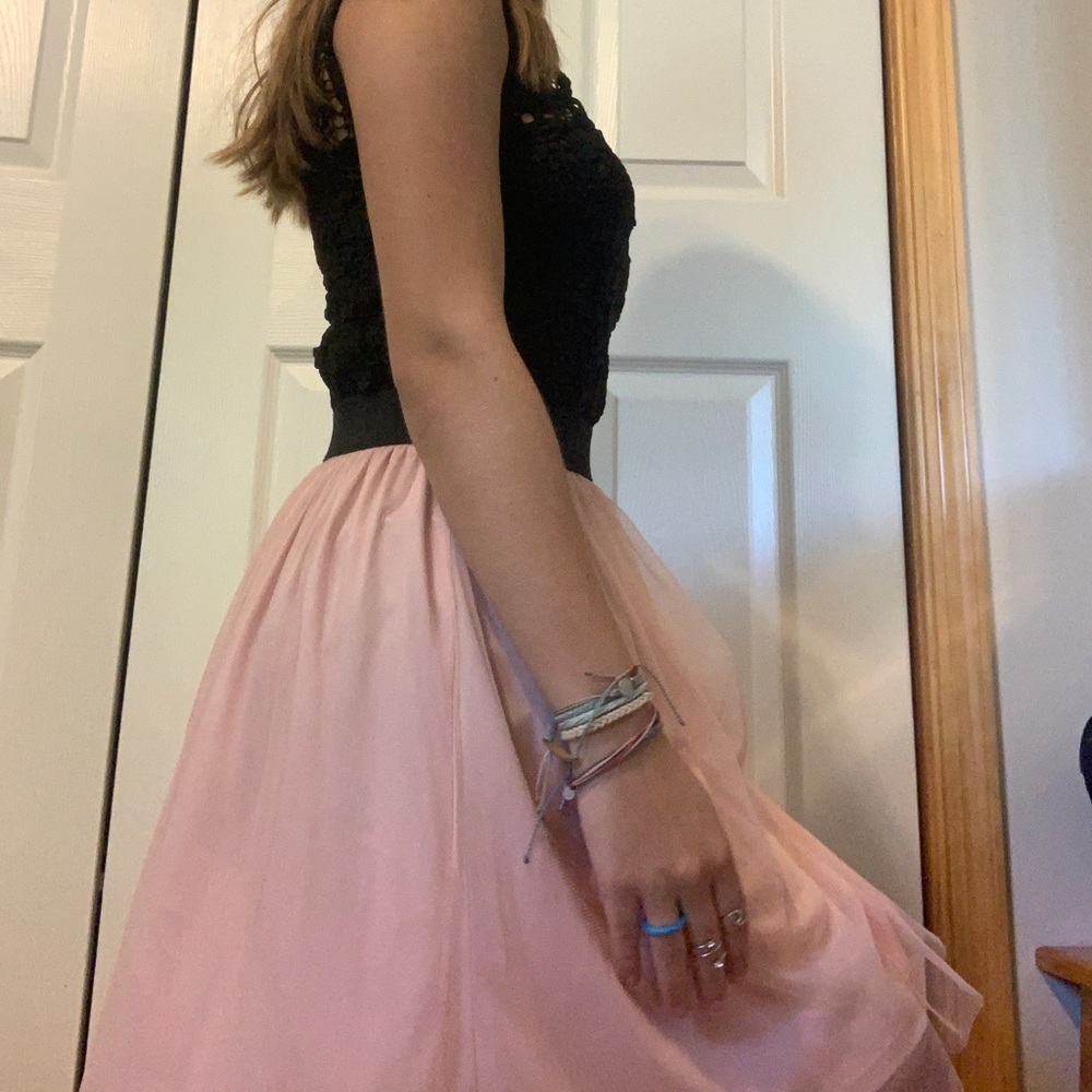 Black lace top and pink bottom dress - Picture 2 of 5